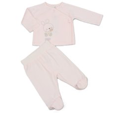 N14626: Baby Girls 2 Piece Embossed Velour Outfit (0-9 Months)